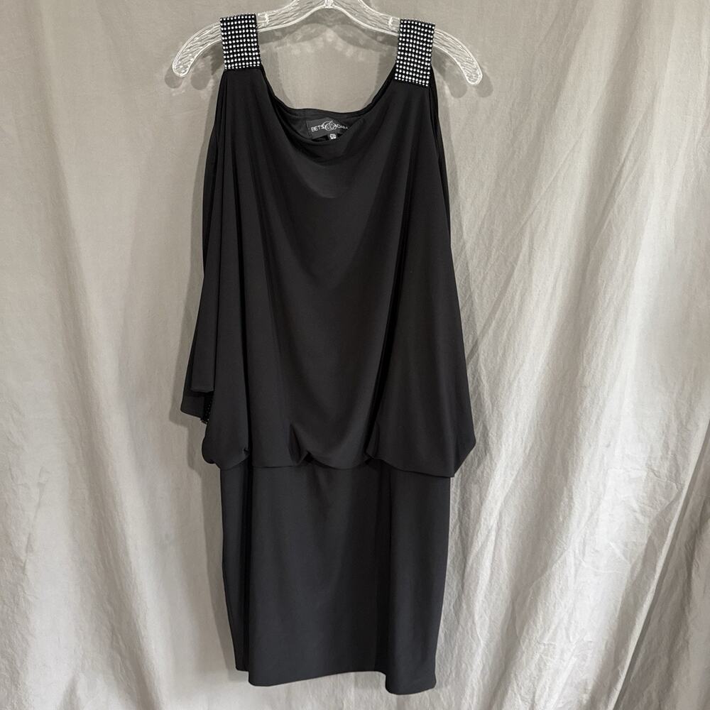 Vintage Betsy & Adam Batwing Dress Sexy Cold Shoulder Art Deco Y2K Size 16 - Picture 2 of 12